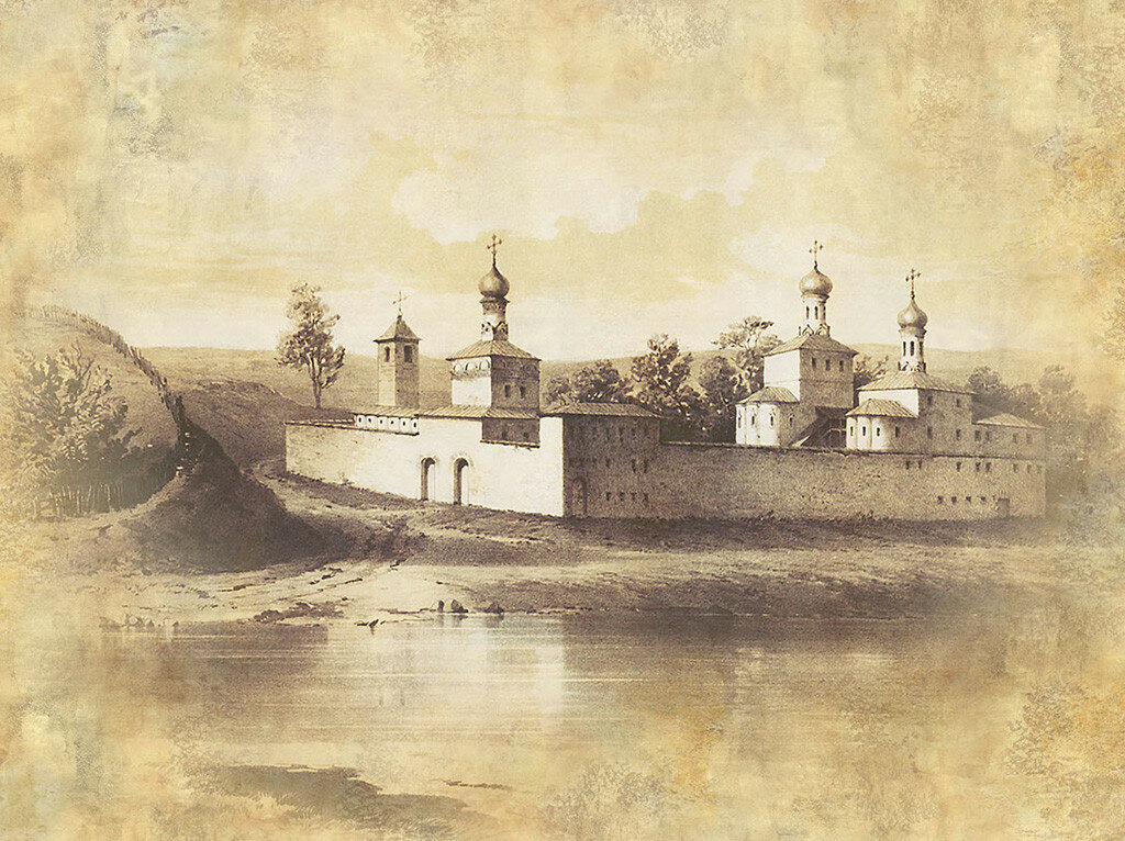 Н.А. Мартынов.Андреевский монастырь в Москве, 1840. Бумага, литография