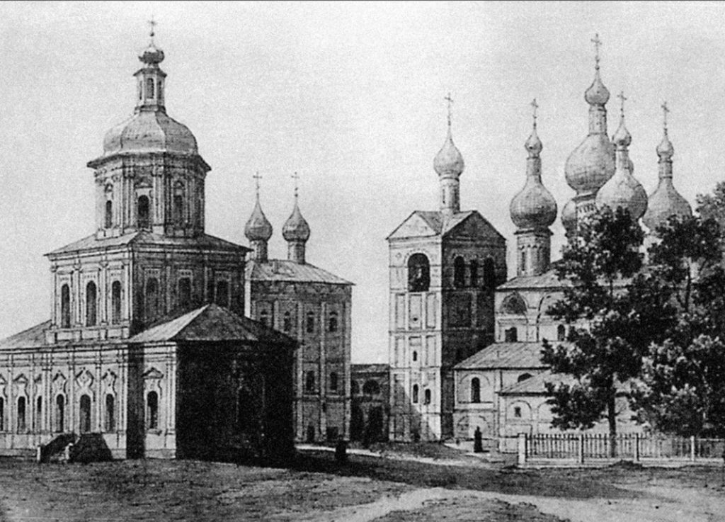Вид костромского Богоявленского монастыря в 1838 г. Рисунок художника Чернецова.